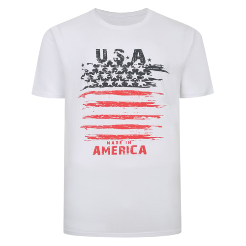 Bigdude USA Print T-Shirt White Tall